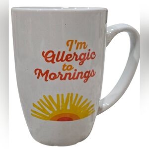 White and Yellow Mug - "I'm Allergic to Mornings" New.